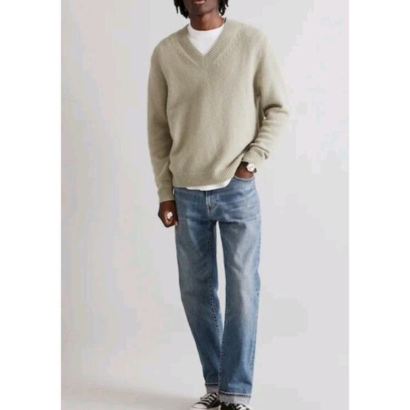 NEW Madewell Wool Blend V-neck Sweater Mens XL Green Pullover Long Sleeve Knit - Picture 2 of 13